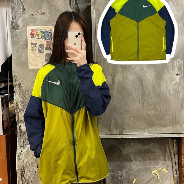 나이키 배색 바람막이 그린 2XL #csz787