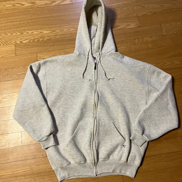 [XL] 90s USA 빈티지 러셀 후드집업 헤더 그레이