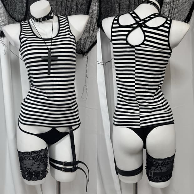 stripe sleeveless