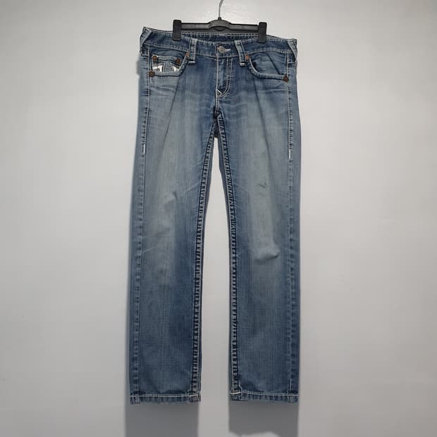 34인치) 트루릴리전 USA 베키 슈퍼 티 U 스티치 데님 팬츠 연청