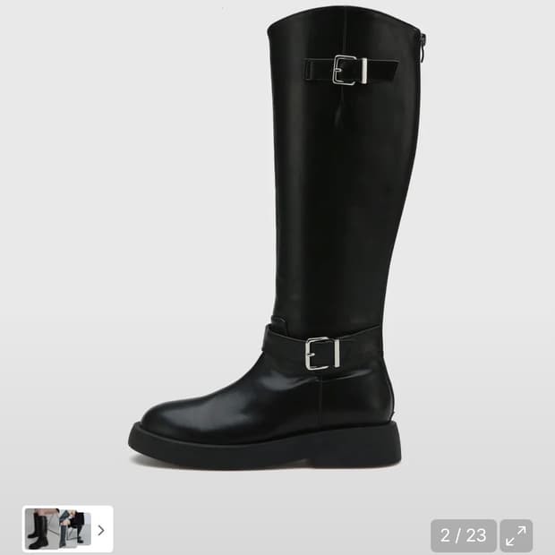 솔트앤초콜릿 라운드 토 라이더 플랫 롱부츠