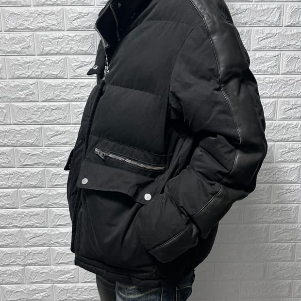 올세인츠 레더 판넬 패디드 자켓