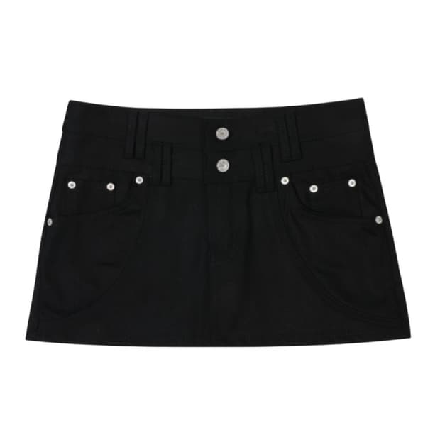Bohemseo double belt line mini skirt - S