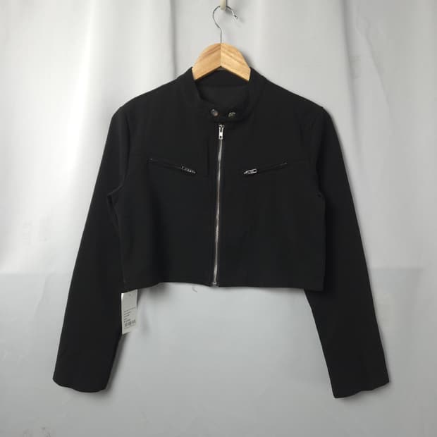 새상품) 여 XS -S / 블랙 크롭 라이더 면 자켓,8000