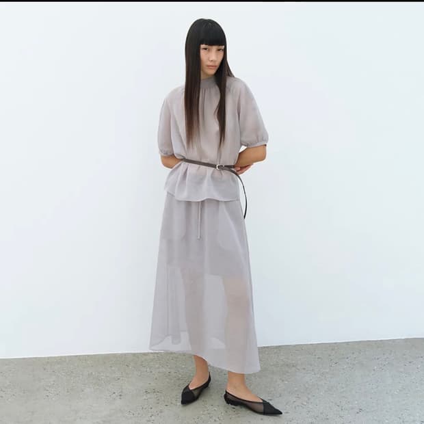 Sutto sheer twoway long skirt 쉬어치마(grey)