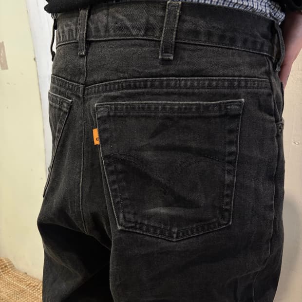 80s LEVIS 501 orange tab black denim pan
