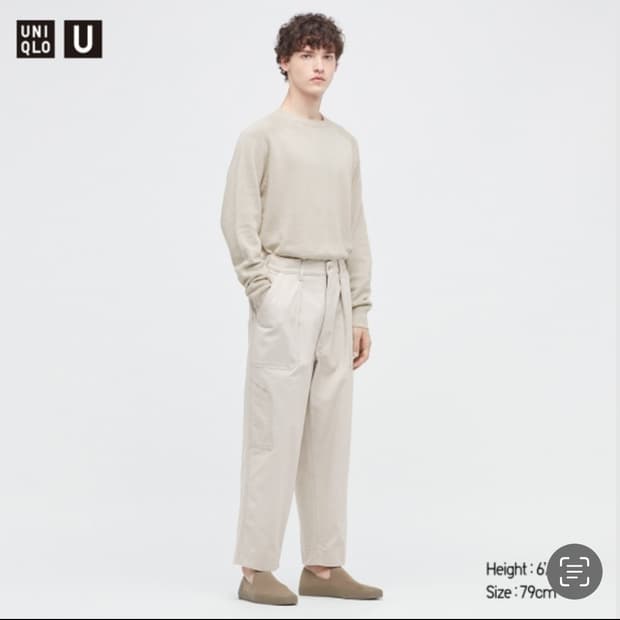 유니클로U/와이드 핏 베이커 팬츠 내츄럴/76