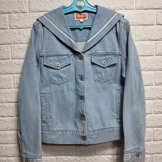 KENZO 겐조 세일러 카라 자수 데님 자켓 L