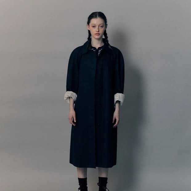 낫띵리튼 Volume balmacaan trench (Dark navy)