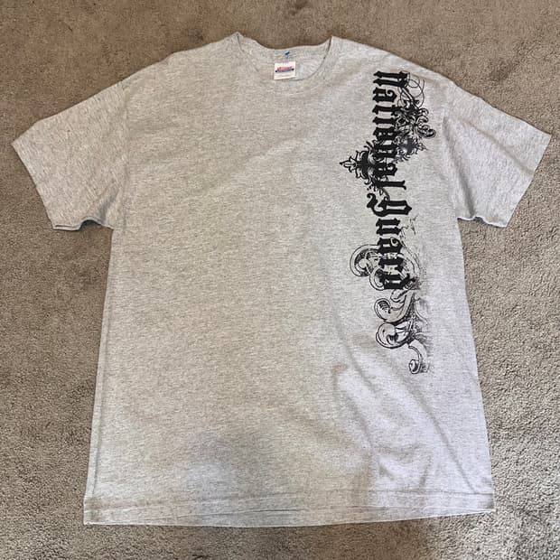 헤인즈 90s US Army 고딕 그래픽 티셔츠XL