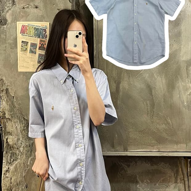 폴로 랄프로렌 반팔 셔츠 스카이블루 L #csz484