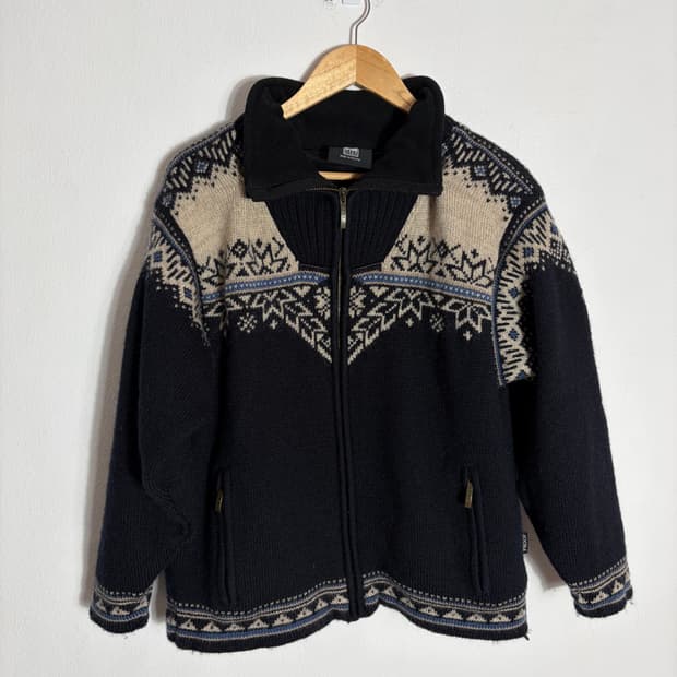 90s Dale of Norway 패턴 울 집업 가디건(XS)