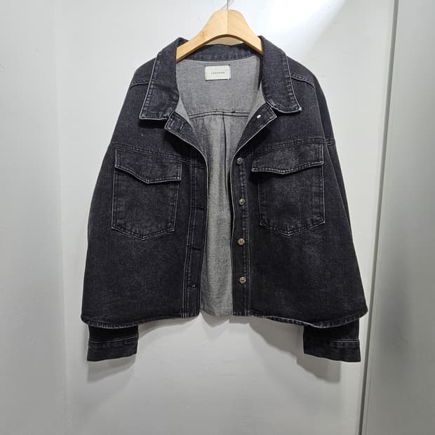 남녀공용 블랙 빈티지 데님 자켓