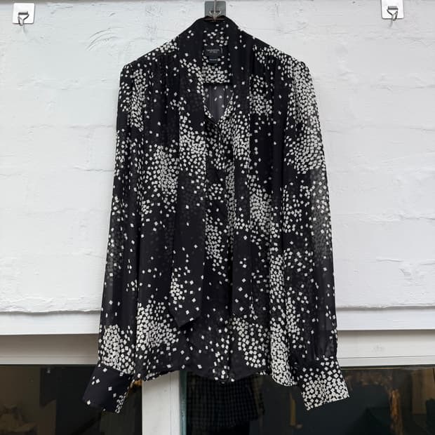 Giambattista Valli 잠바티스타 발리 도트 시어 블라우스 S