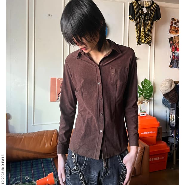 Old KRIZIA Peach-Skin Suede Shirt