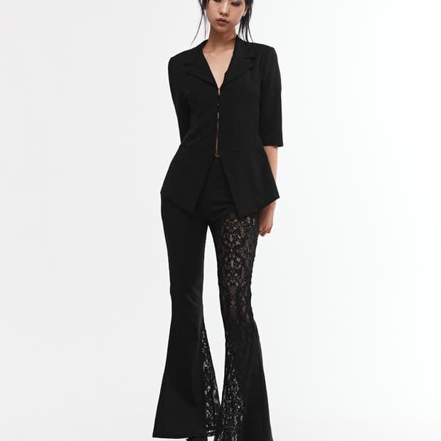 Lace Boots Cut Pants (Black)