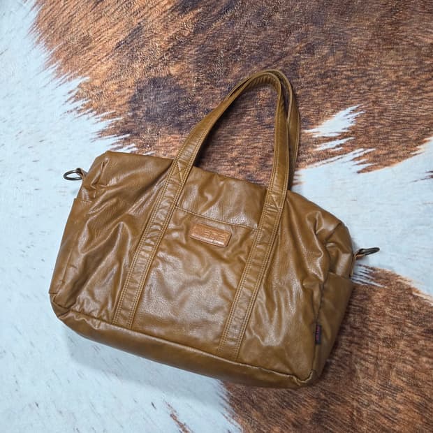 쓰리큐알 브라운 레더 숄더백