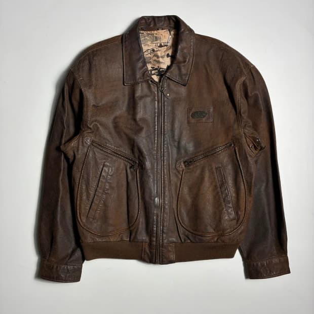 Selected 00's 빈티지 브라운 가죽 봄버 자켓 R2674