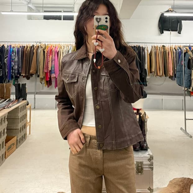 VTG leather denim jacket 빈티지 레더 데님 자켓