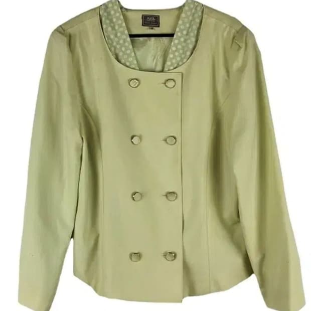 일본빈티지 논카라 더블 도트 긴팔 러블리 자켓 그린 빈티지 모리걸