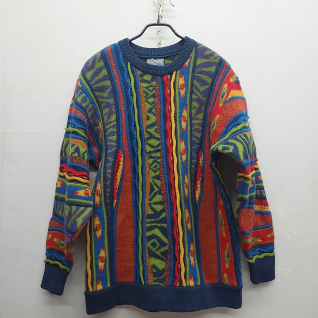 게쿠 쿠지패턴 빈티지 니트(퓨어메리노울) L