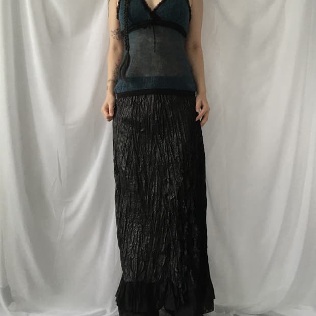 Lace trimming woolen knit sleeveless