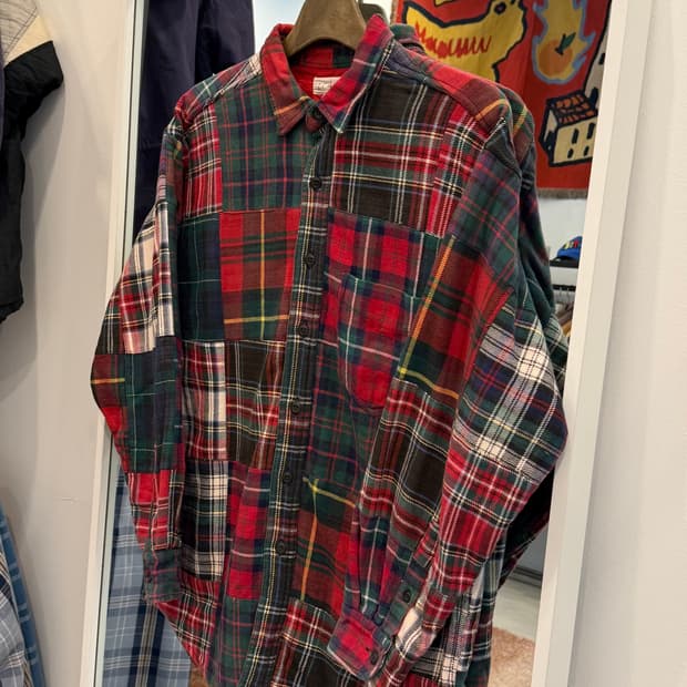 90s J.crew 제이크루 플란넬 퀼티드 패치워크 셔츠
