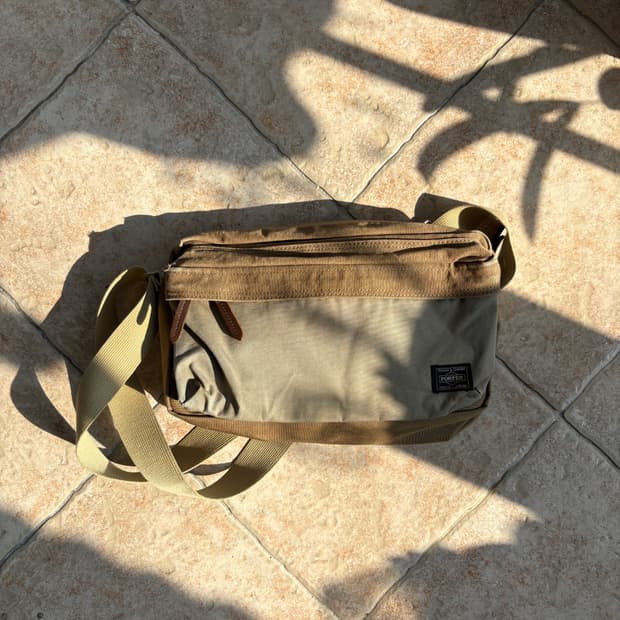 Porter beige canvas cross bag