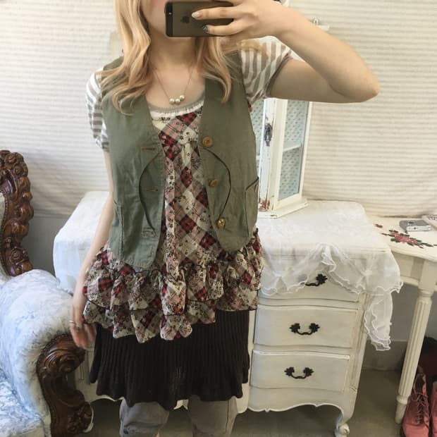 빈티지 모리 포켓 레이어드 베스트