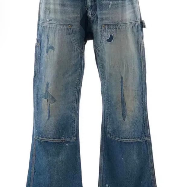 [L] 세인트미카엘 빈티지 더블니 플레어 데님