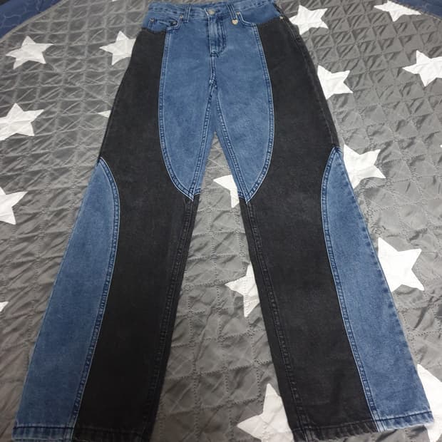 TARGETTO 타게토 배색 세미부츠컷 커브드 데님팬츠 인디고 (28)