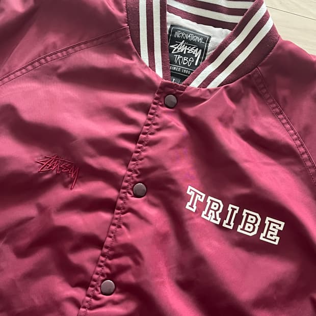 90s 올드 스투시 인터내셔널 TRIBE 바시티 자켓 L