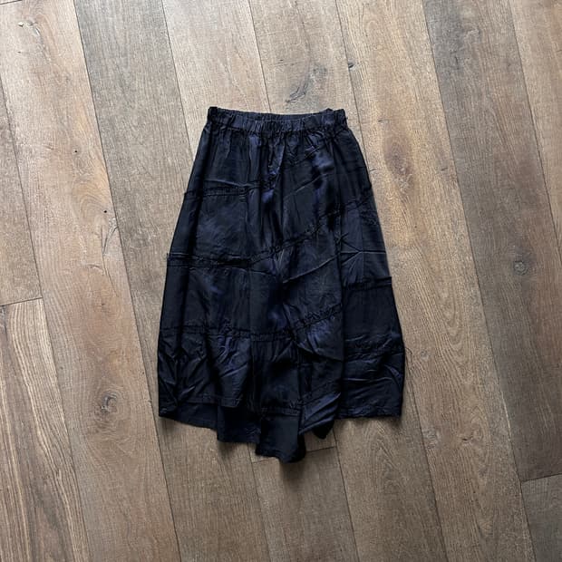 Asymmetry Distressed Patchwork Skirt