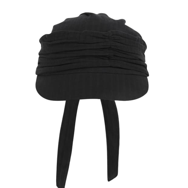 KNOT SHIRRING CAP BLACK