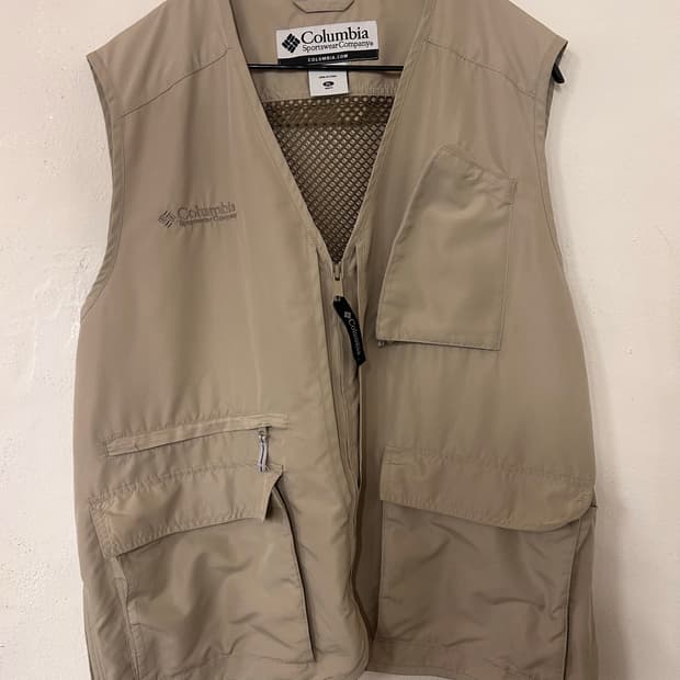 컬럼비아 남성 XL 베이지색 낚시 조끼