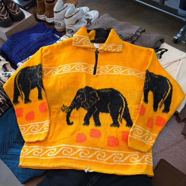 YARINA 에스닉 울 코끼리 아노락 반집업