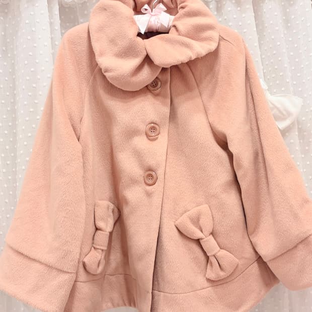 메조피아노 판초 리본 코트 라떼갸루 빈티지