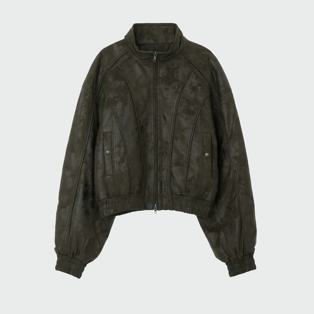 엘무드 벌키 크롭 봄버 자켓 카모브라운