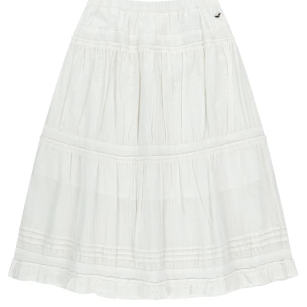 SHIRRING MIDI SKIRT WHITE