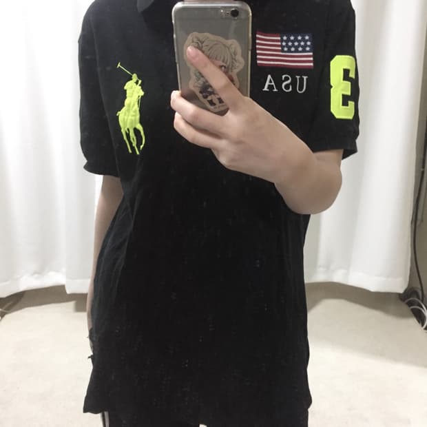 폴로 랄프로렌 블랙 형광 USA 빅포니 치프키프 카라 PK 반팔 티