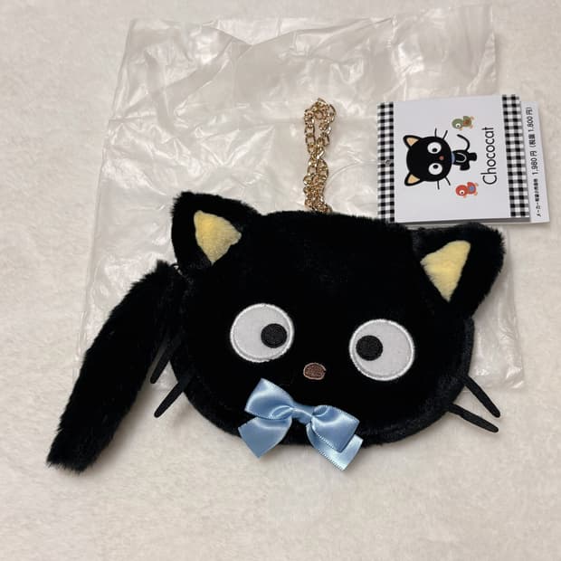 산리오 초코캣 파우치 털 포인트 키링
