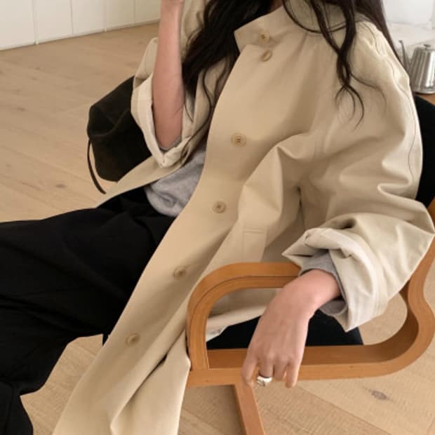 하이넥 트렌치(베이지)