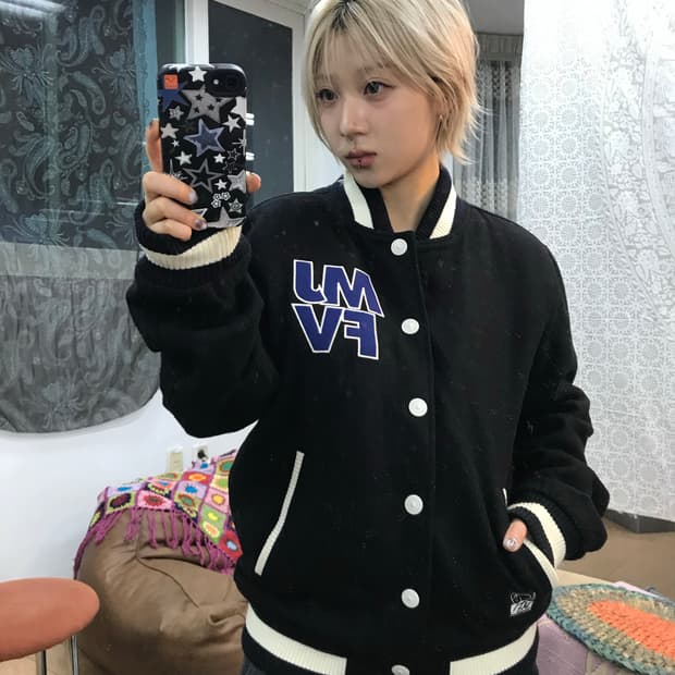 마자플라바 스트릿 기모 바시티 자켓 