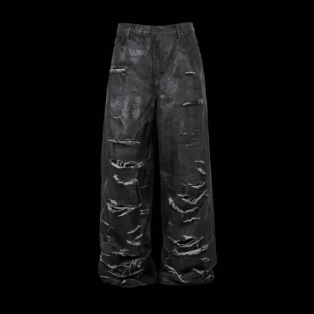 MULTI DISTRESSED COATING BAGGY JEANS