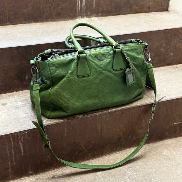 프라다 그린 나파 앤틱 투웨이 숄더 크로스백
