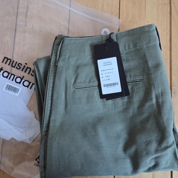 새상품 32 백사틴 오피서 팬츠 올리브 무탠다드 무신사179