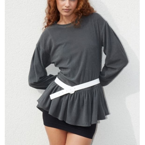 (구해요) 지수리 테리 러플 탑 화이트