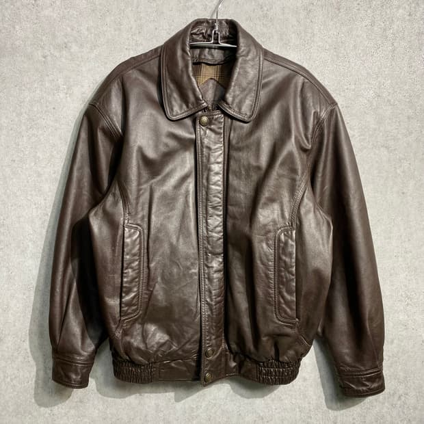 [100] 90s INDIAN 브라운 양가죽 레더 봄버자켓