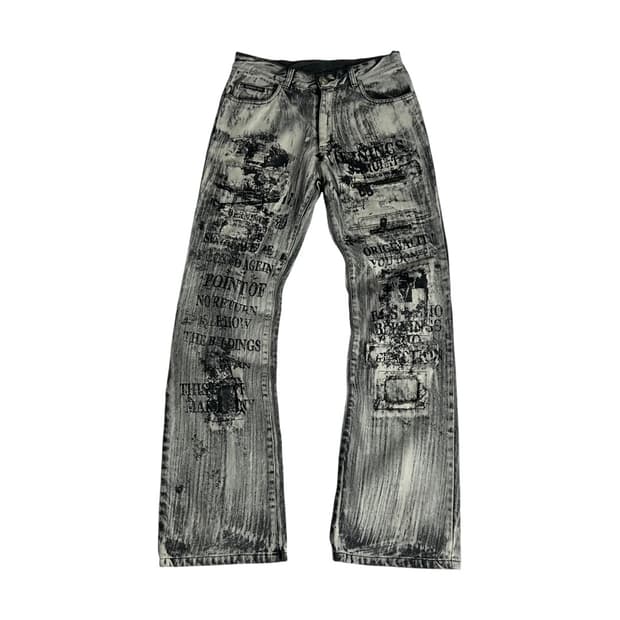 [BERNINGS-SHO] 버닝쇼 펑크 워싱 그래피티 데님팬츠