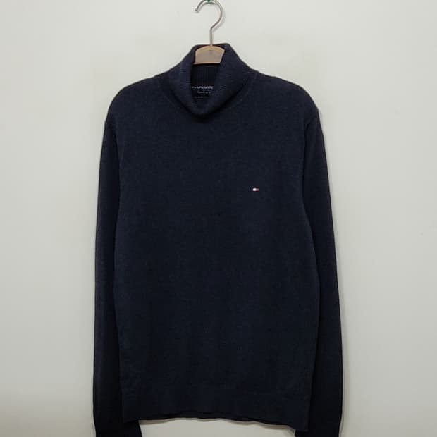 (M) 타미힐피거 터틀넥 니트 네이비 목폴라 캐시미어
